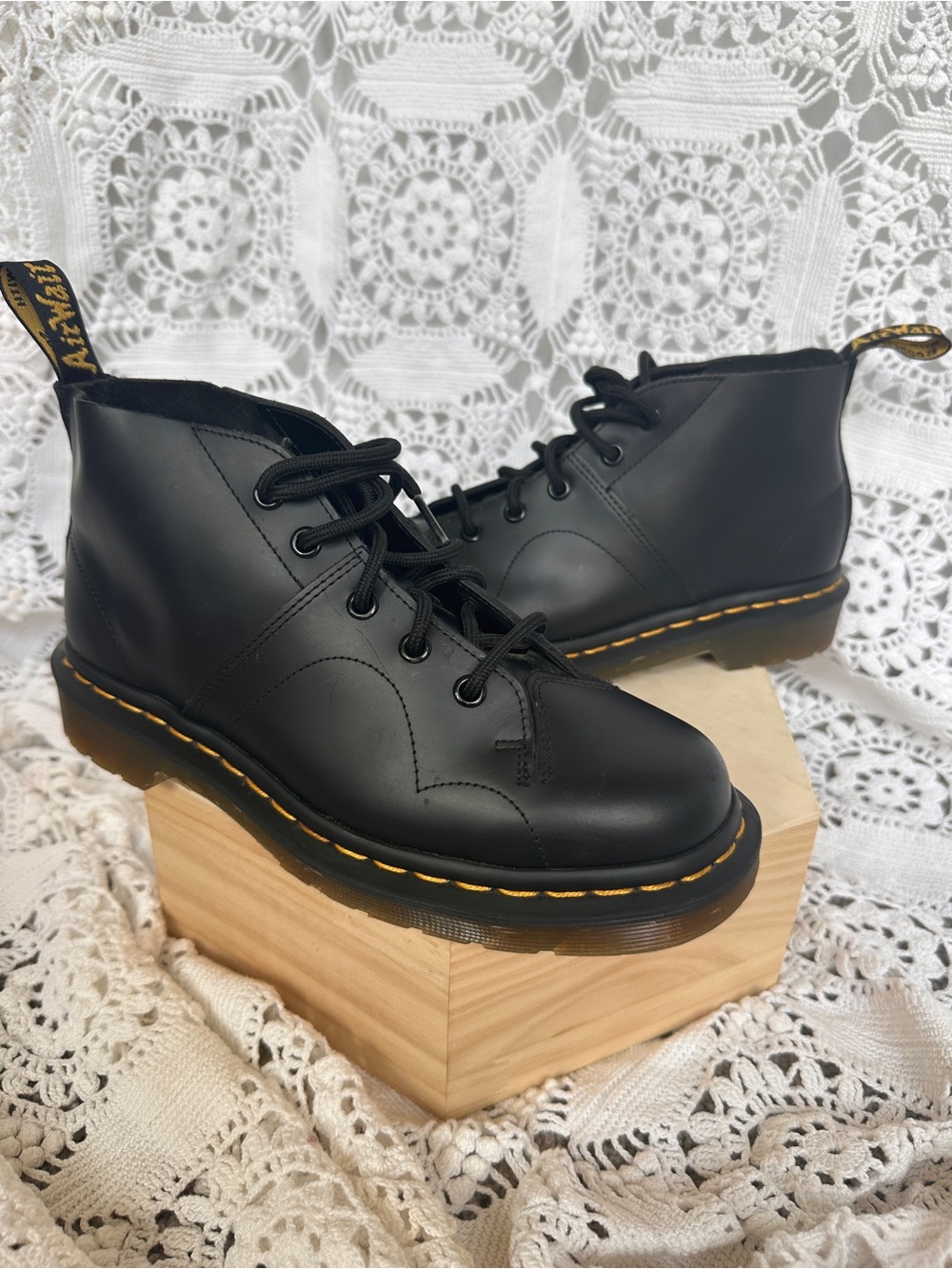 Dr. Martens Church Smooth Leather Monkey Boots - Black Women’s Sz 7 EUC
